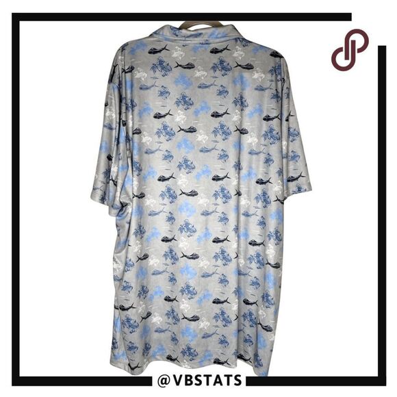 Huk Men's Performance KC Pursuit Printed Polo Shirt Marolina Blue Size XXXL - Picture 2 of 6